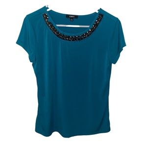 Elementz Teal Jeweled Blouse Small